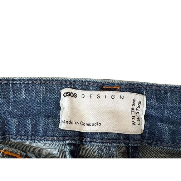 Asos Design Jeans Women's 30" Medium Wash Slim Straight 25" Inseam High Rise - Picture 3 of 12
